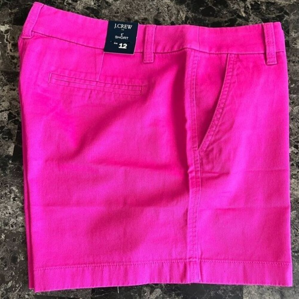 J Crew Women's 5" Chino Short Classic Beach Fuchsia 100% Cotton Size 12 $49
